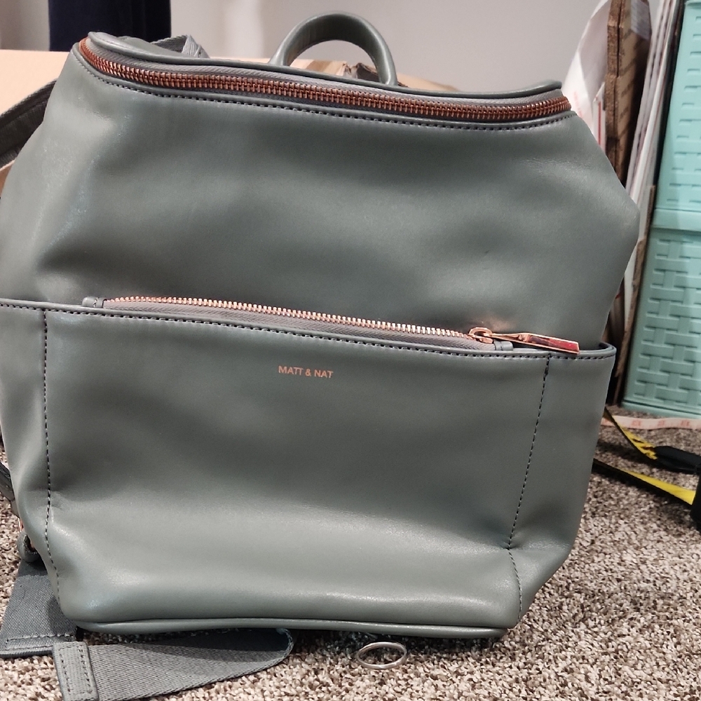 Matt & Nat Grayish-Sage Green Backpack